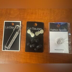 Le Bouton Black and Silver Earrings Set